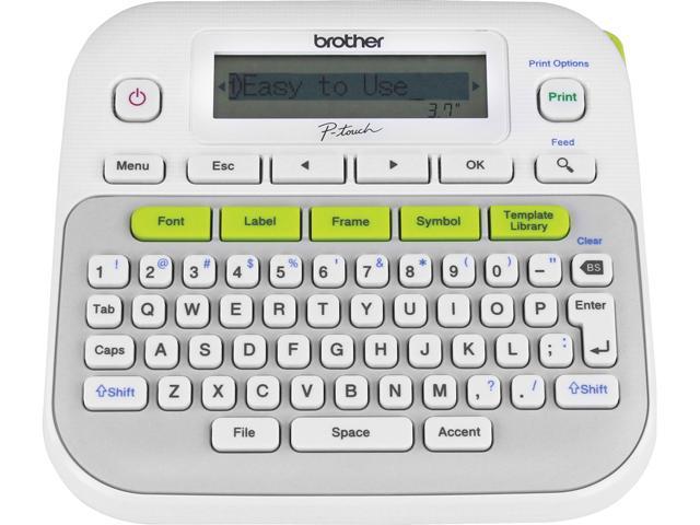 Brother P-touch PT-D210 Easy-to-Use Label Maker, Thermal Transfer, 180 dpi, 20mm./sec, Up to 2 Print Lines, Manual Cutter