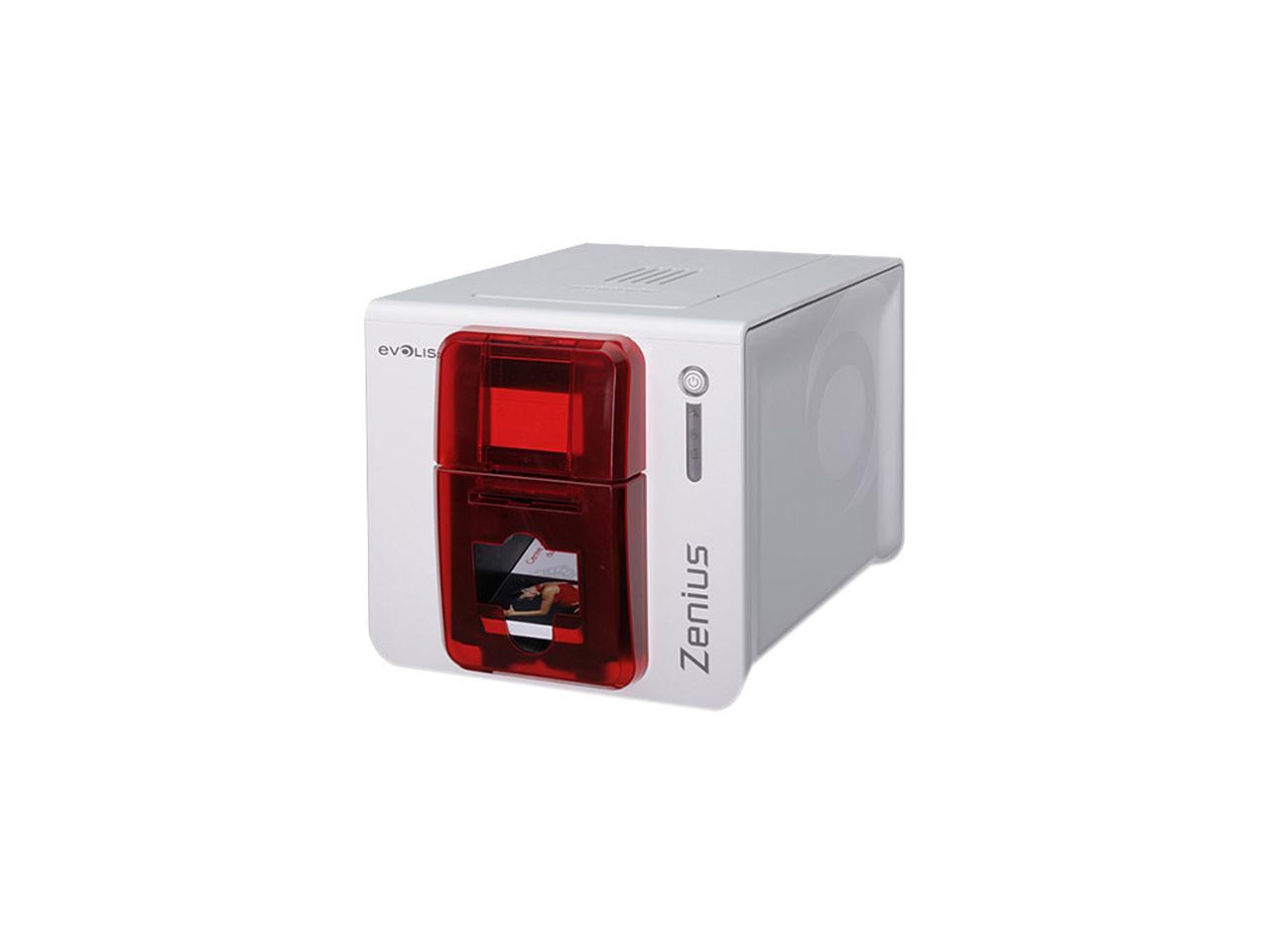 Evolis ZN1H0000RS Zenius Expert Card Printer - Single-sided - White/Red