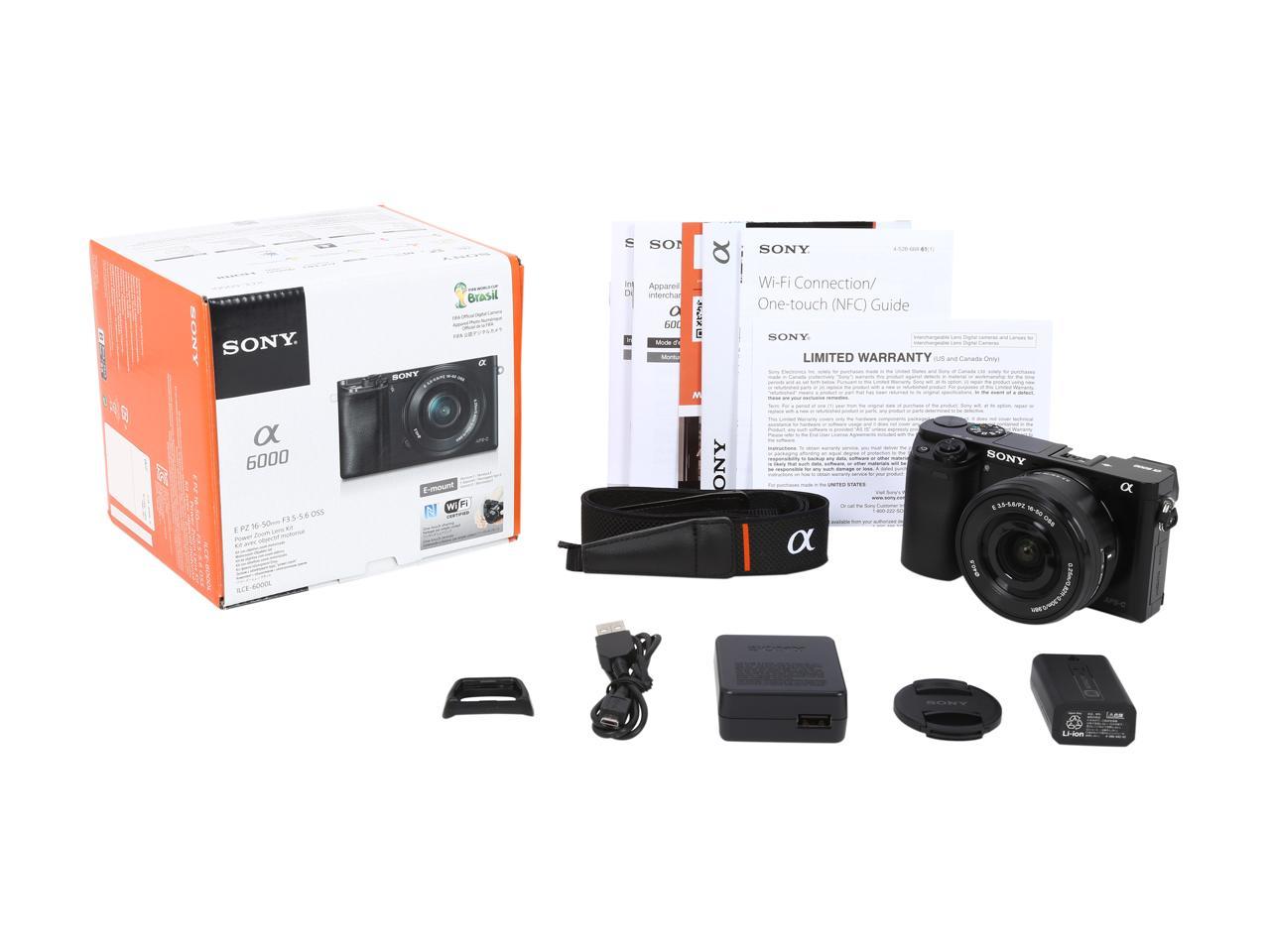 Sony Alpha A6000 ILCE-6000L/B Black Mirrorless Camera with 16-50 mm Lens