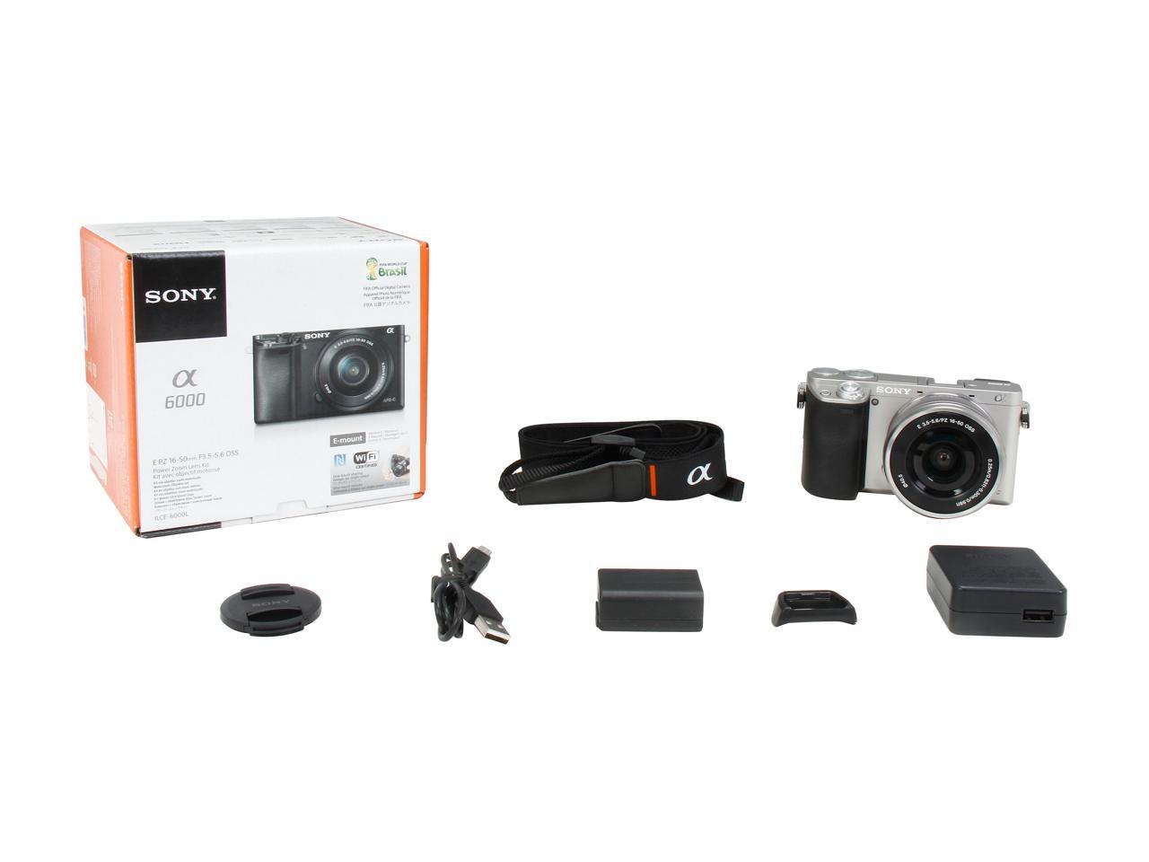 SONY Alpha a6000 ILCE-6000L/S Silver 24.3MP 3.0\" 921.6K LCD Mirrorless Interchangeable-lens Camera w/ 16-50mm lens