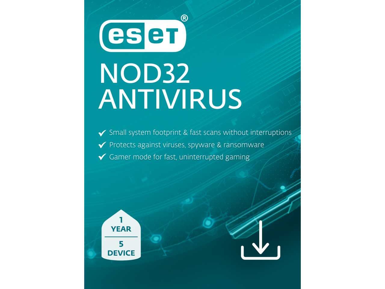 ESET NOD32 Antivirus 2024 - 5 Devices / 1 Year - Download