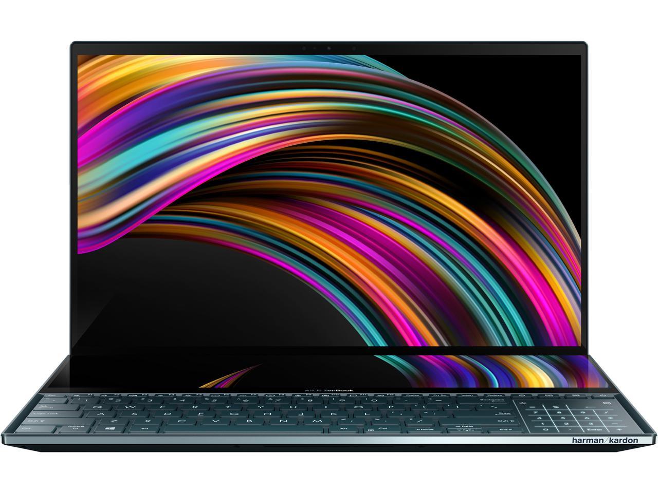 ASUS ZenBook Pro Duo UX581 15.6\" 4K UHD NanoEdge Bezel Touch, Intel Core i9-9980HK, 32 GB RAM, 1 TB PCIe SSD, GeForce RTX 2060, Innovative ScreenPad Plus, Windows 10 Pro - UX581GV-XB94T, Celestial Blue