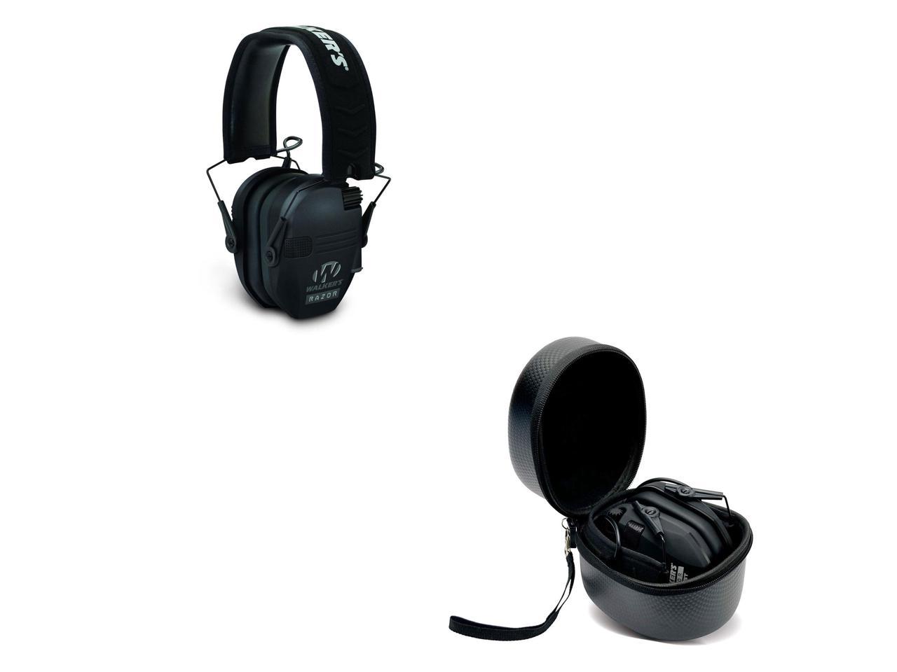 Walker\'s Razor Slim Shooter Folding Noise Reduction Earmuffs (Black) w/ Case