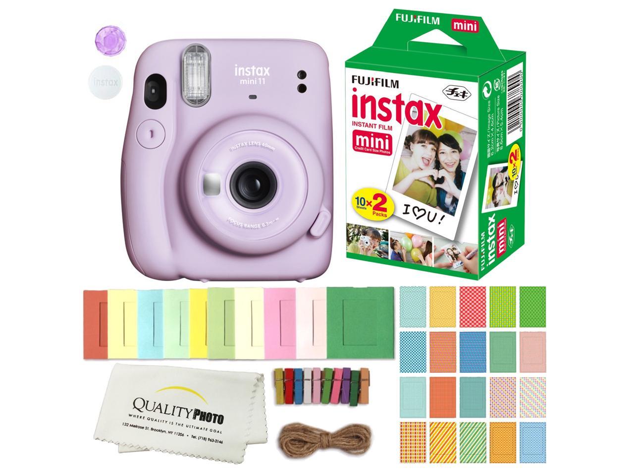 FUJIFILM INSTAX Mini 11 Instant Film Camera (Lilac Purple) Plus Instax Film and Accessories Stickers, Hanging frames and Microfiber Cloth