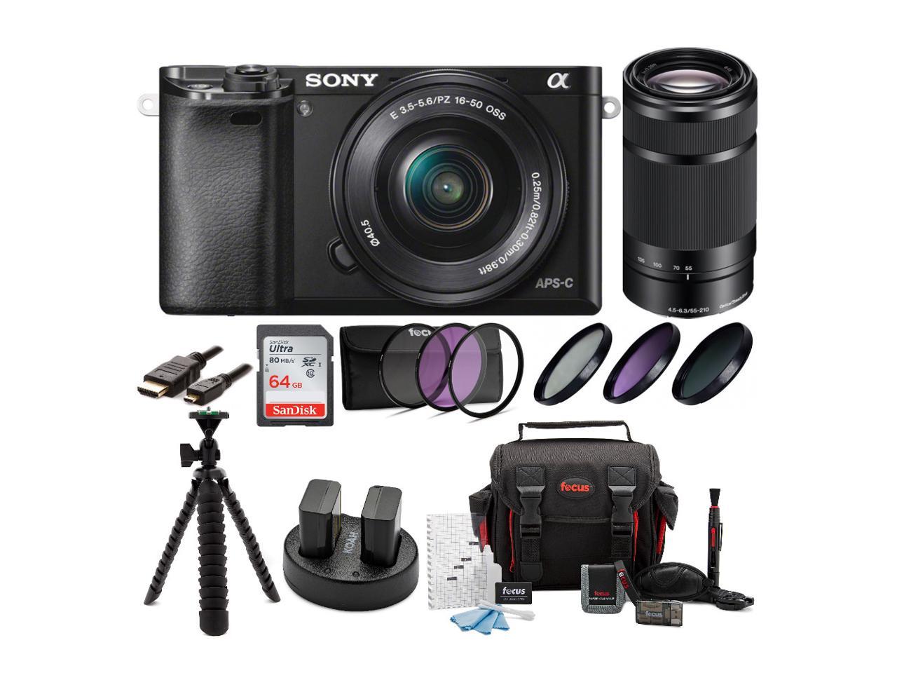 Sony Alpha a6000 Mirrorless Digital Camera with 16-50mm and 55-210mm Lens Bundle