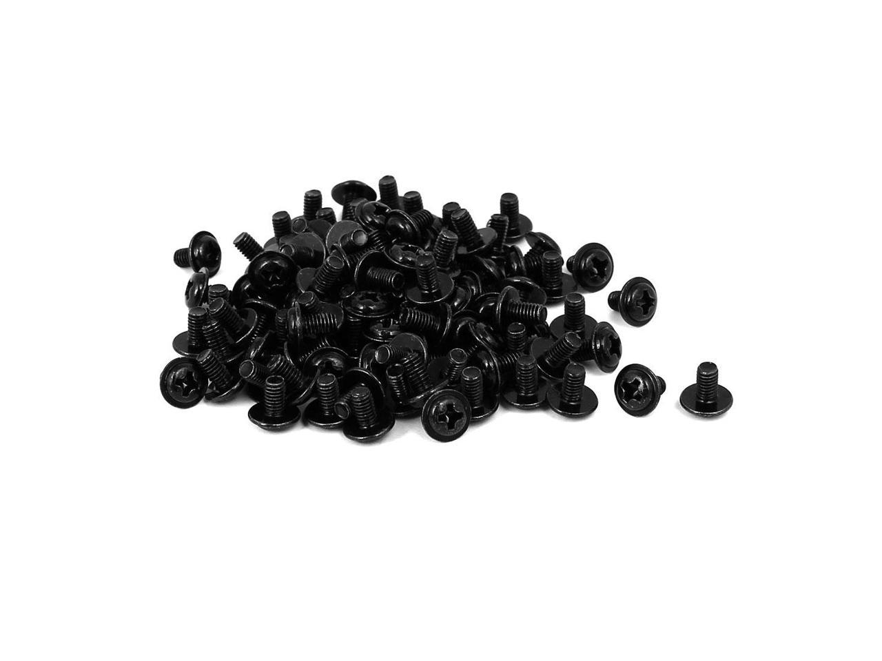 Computer PC Case Phillips Washer Motherboard Screw Black PWM3 x 5mm 100pcs