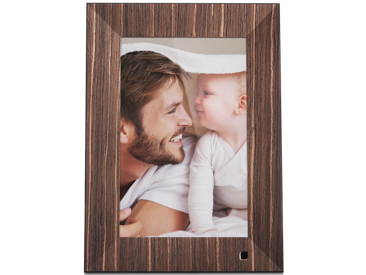 NIX Lux 10 inch Hi-Res Digital Photo & HD Video Frame with Motion Sensor - Wood (X10J) - Free 8GB USB Stick