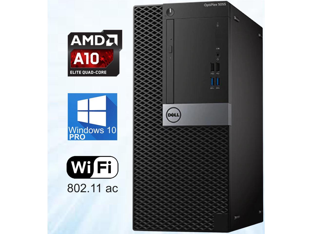 Dell Optiplex 5055 Mini-Tower, AMD 4-Core A10-9700 up to 3.8GHz, 32GB DDR4, 2TB NVMe SSD, USB 3.1, WiFi, Bluetooth, 4K UHD 2-Monitor Support, Display Port, HDMI, DVDRW, Windows 10 Pro