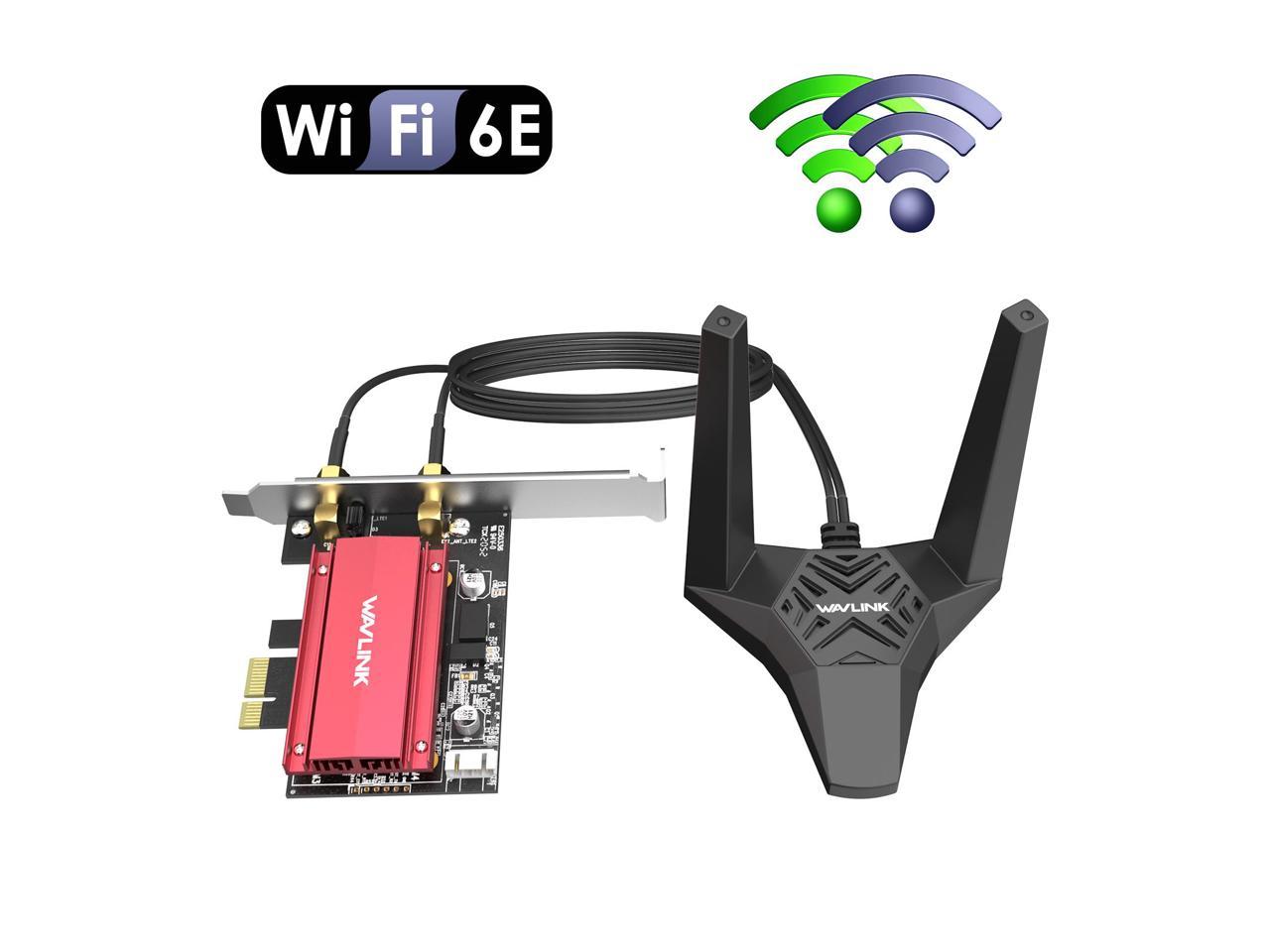 Wavlink WiFi 6E AX5400 PCIe WiFi Card AX210 Network Card Bluetooth 5.3 Tri-Band 2.4G/5G/6G for Desktop PC, 802.11ax with MU-MIMO, OFDMA, WPA3, Heat Sink, 4x7dBi Antennas, Support Windows 11,10 (64bit)