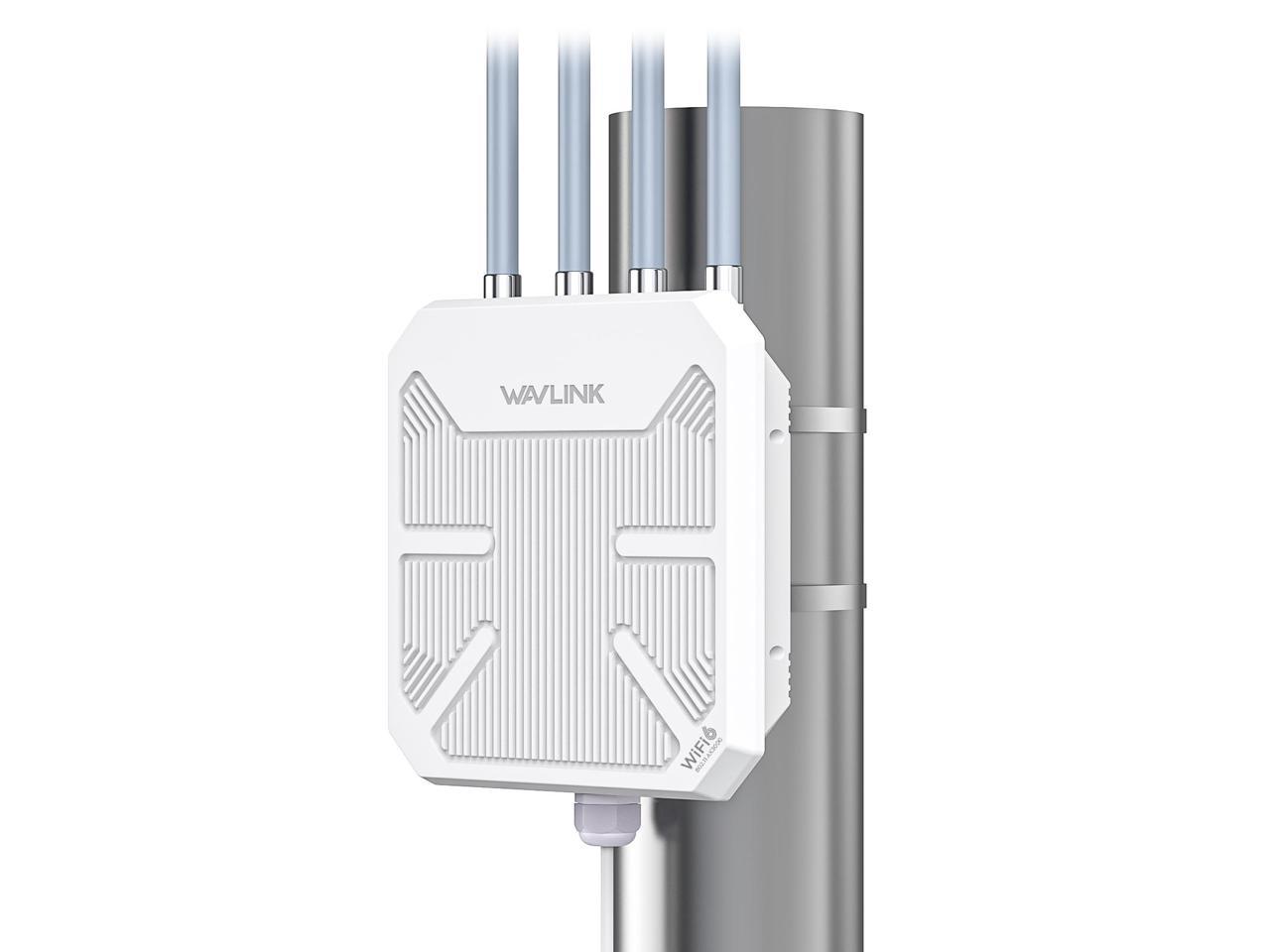 WAVLINK WiFi6 Outdoor WiFi Extender Access Point, Dual Band AX3000 2.4G+5G Long Range Outdoor WiFi Mesh Extender with PoE/4x8dBi High-gain Antennas/IP67 Weatherproof Enclosure/Signal Booster Amplifier