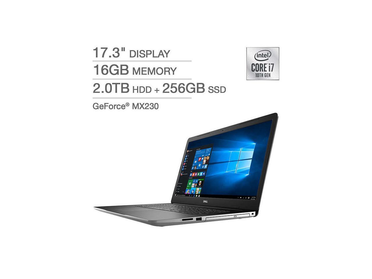 Dell 17.3\" Laptop - 10th Gen Intel Core i7-1065G7 - GeForce MX230 - 1080p i3793-7275SLV-PUS Notebook PC Computer 16GB 2TB HDD + 256GB SSD MX230