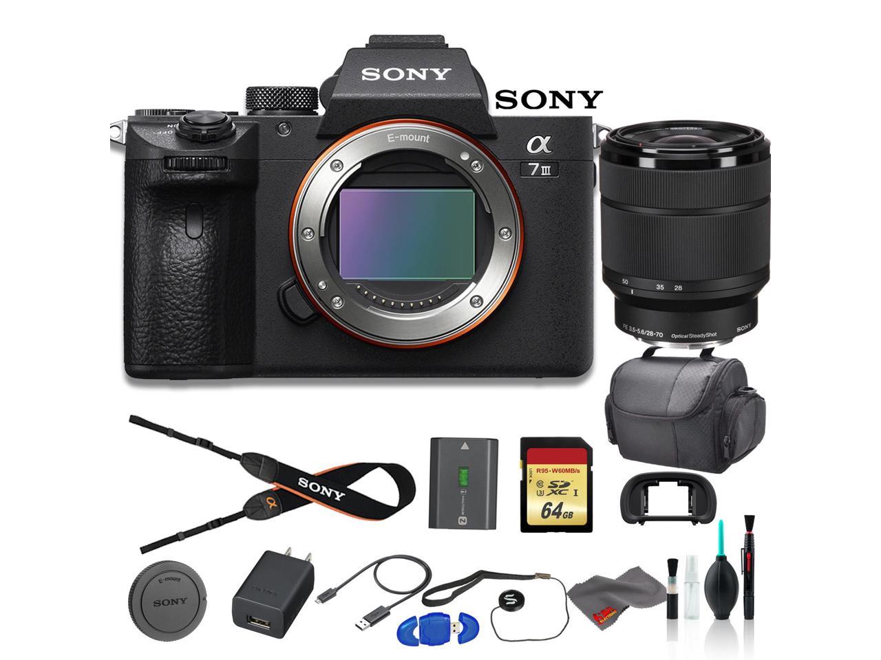 Sony Alpha a7 III Mirrorless Digital Camera Bundle - With Sony FE 28-70mm Lens, Bag, 64GB Memory Card, Memory Card Reader and More