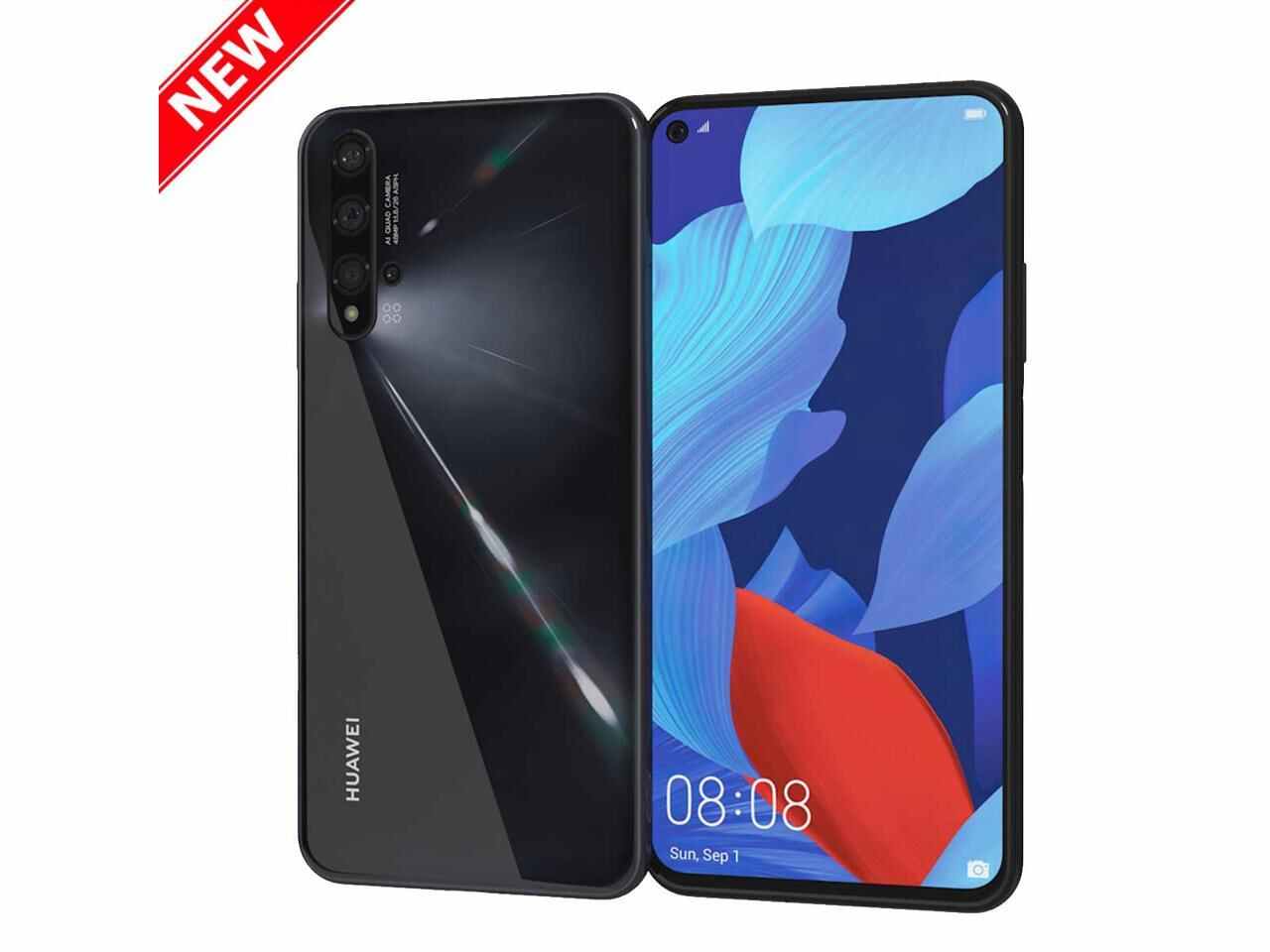 Huawei Nova 5T 128GB YAL-L21 Dual SIM GSM Factory Unlocked 4G LTE 6.26\" IPS LCD Display AI Quad Camera 8GB RAM Android 9.0, EMUI 9.1 Smartphone - Black - International Version