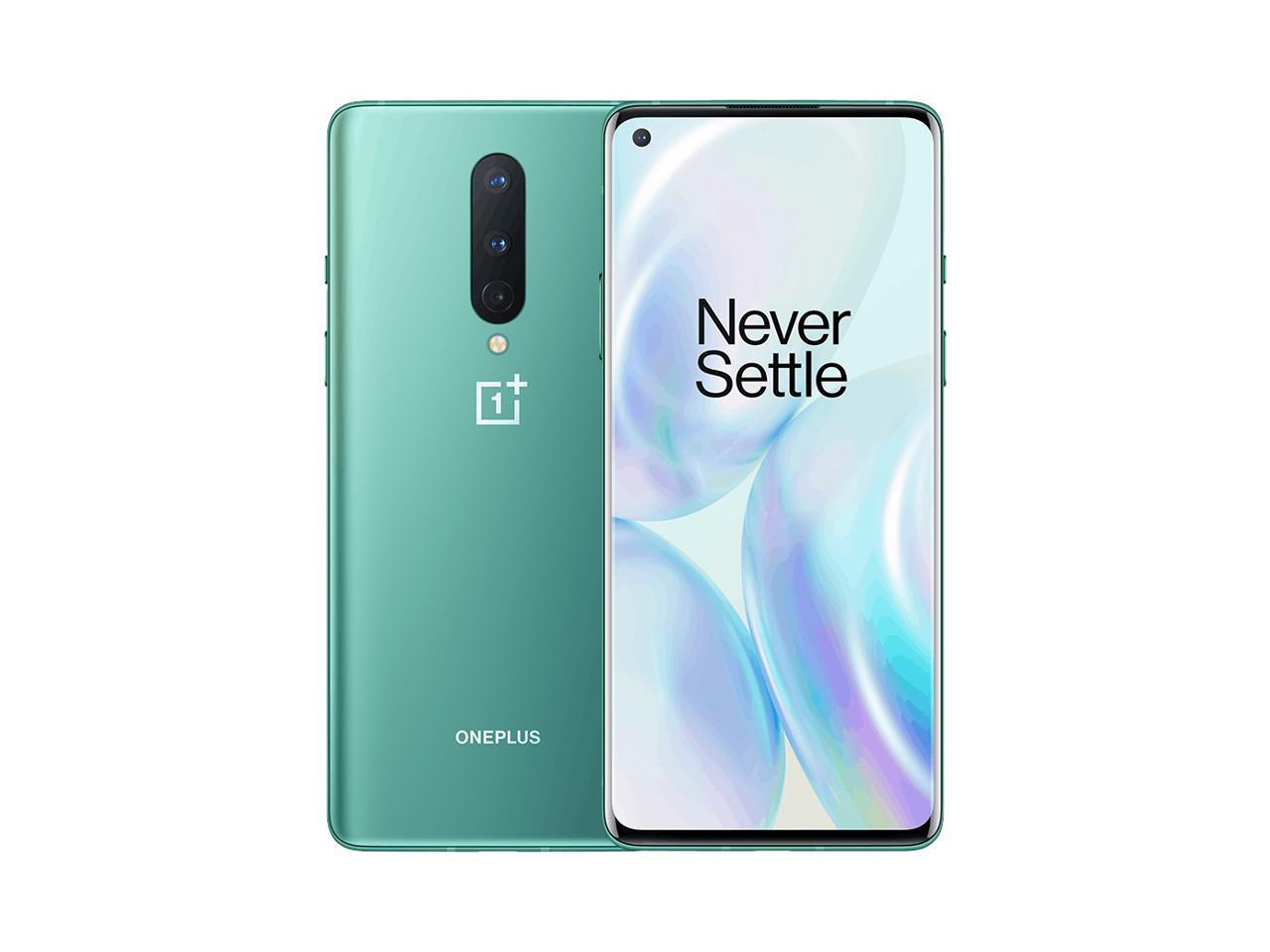 OnePlus 8 128GB iN2010 Factory Unlocked 8GB RAM 4G LTE 6.55\" Fluid AMOLED capacitive touchscreen Triple 48 MP + 16 MP + 2 MP Rear Camera Smartphone - Glacial Green - International Version