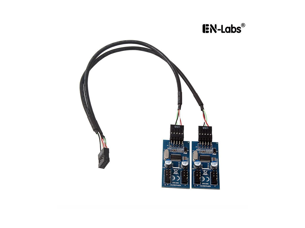 Enlabs INU29P1X4 Motherboard USB 2.0 9pin Header 1 to 4 Extension Hub Splitter Adapter - Converter MB USB 2.0 Male to 2 Male - 30CM USB 9-pin Internal Cable