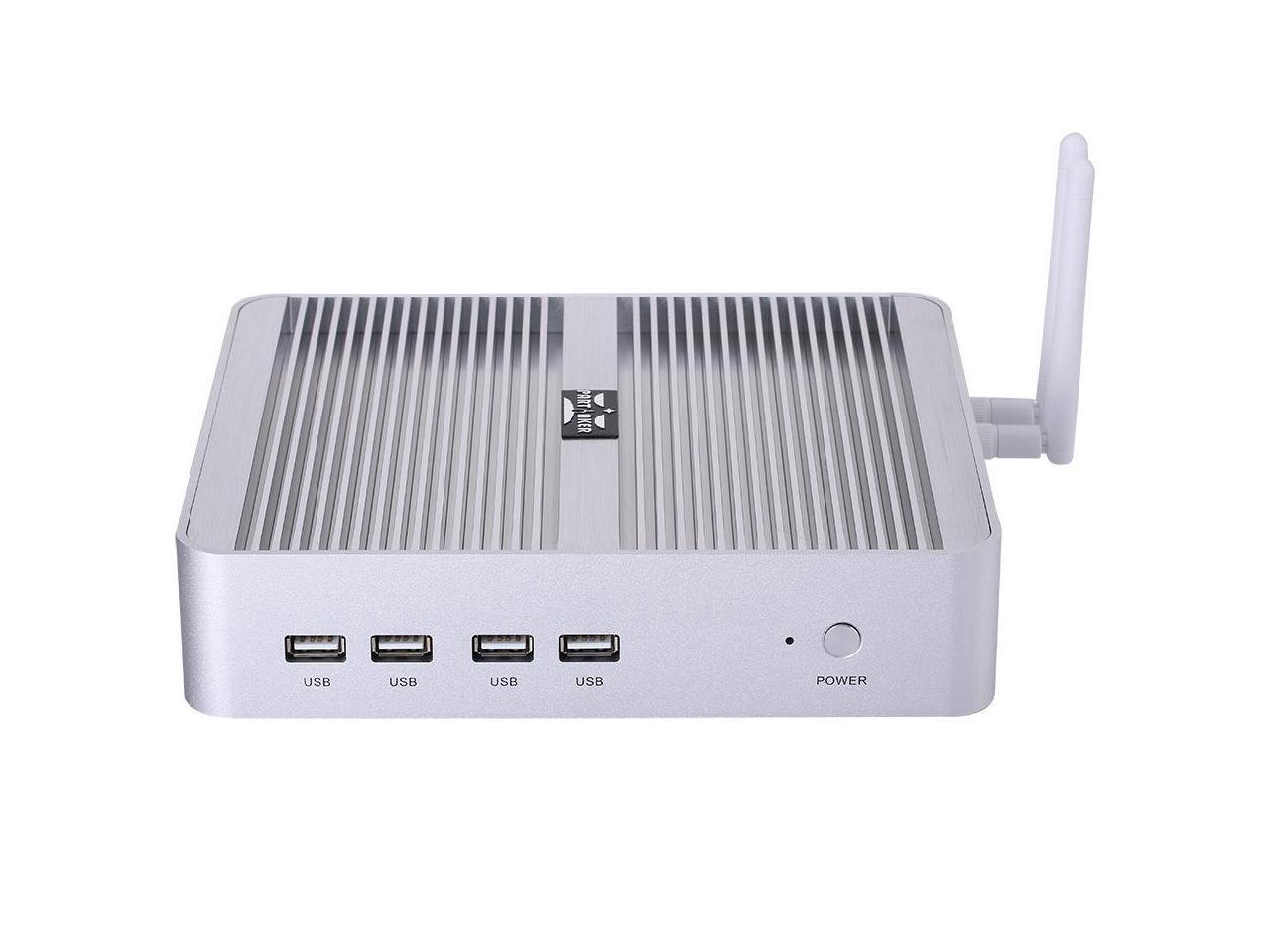 4K Fanless Mini PC Windows 10 Pro/Linux Ubuntu Intel Quad Core I5 8250U Silver DDR4 8GB RAM 64GB SSD Partaker B16 HD Graphics/HDMI/VGA Dual Output/Dual Band Wi-Fi Micro Desktop Computer