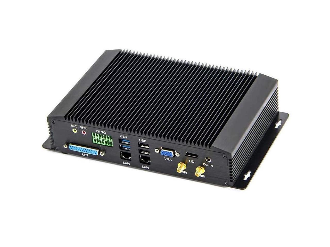 Partaker Fanless Industrial PC,Mini Desktop Computer with Intel Core I7 4500U Dual Core CPU, 8GB Ram 128GB SSD,6xCOM, 4xUSB 3.0, 4xUSB 2.0, 2xLAN, GPIO, LPT, HD Port, VGA, Wi-Fi, Windows 10 Pro