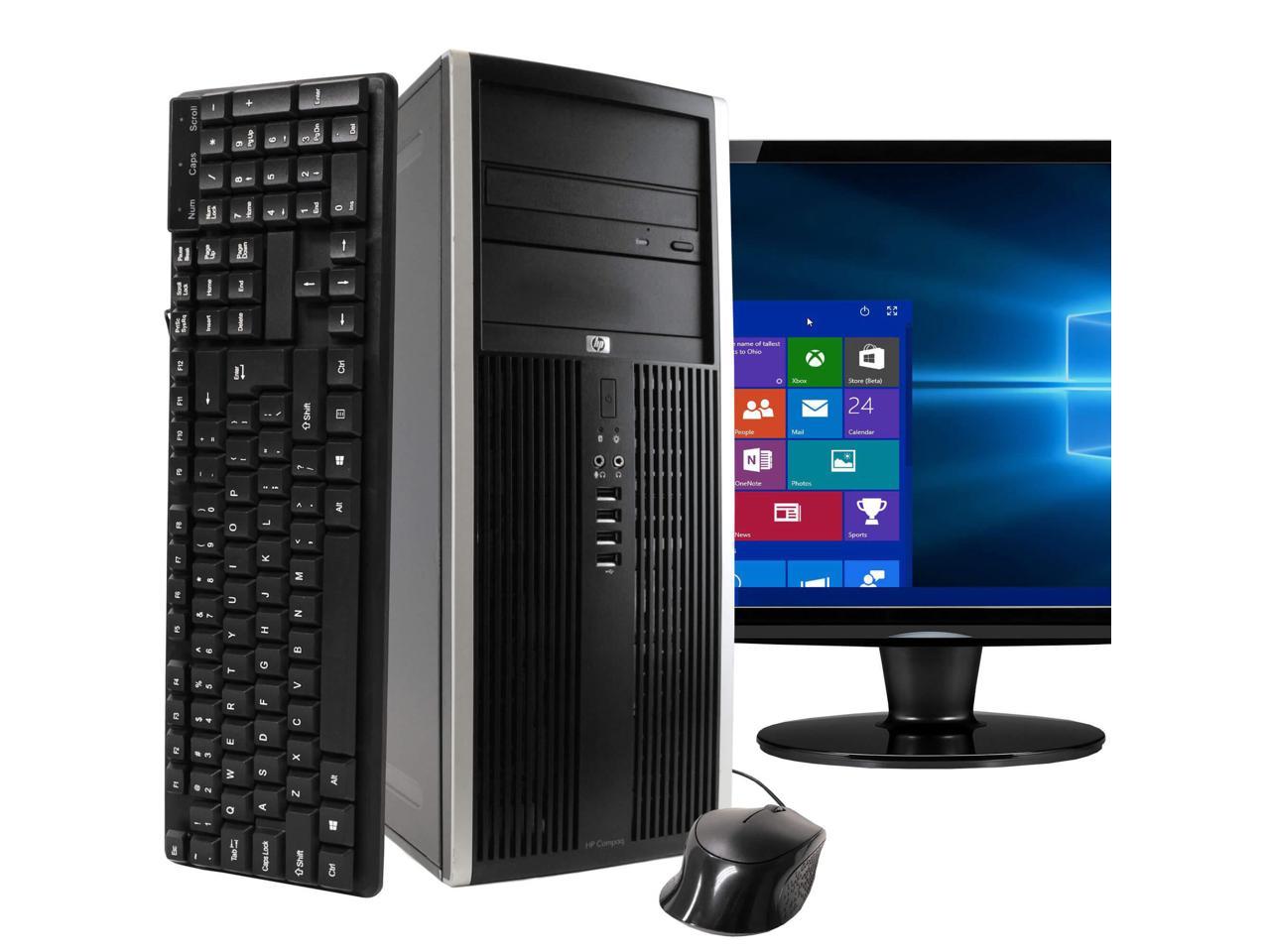 HP Compaq Elite 8100 Tower Computer PC, 3.20 GHz Intel i5 Dual Core Gen 1, 16GB DDR3 RAM, 512GB SSD Hard Drive, Windows 10 Professional 64 bit, 22\" Widescreen Screen