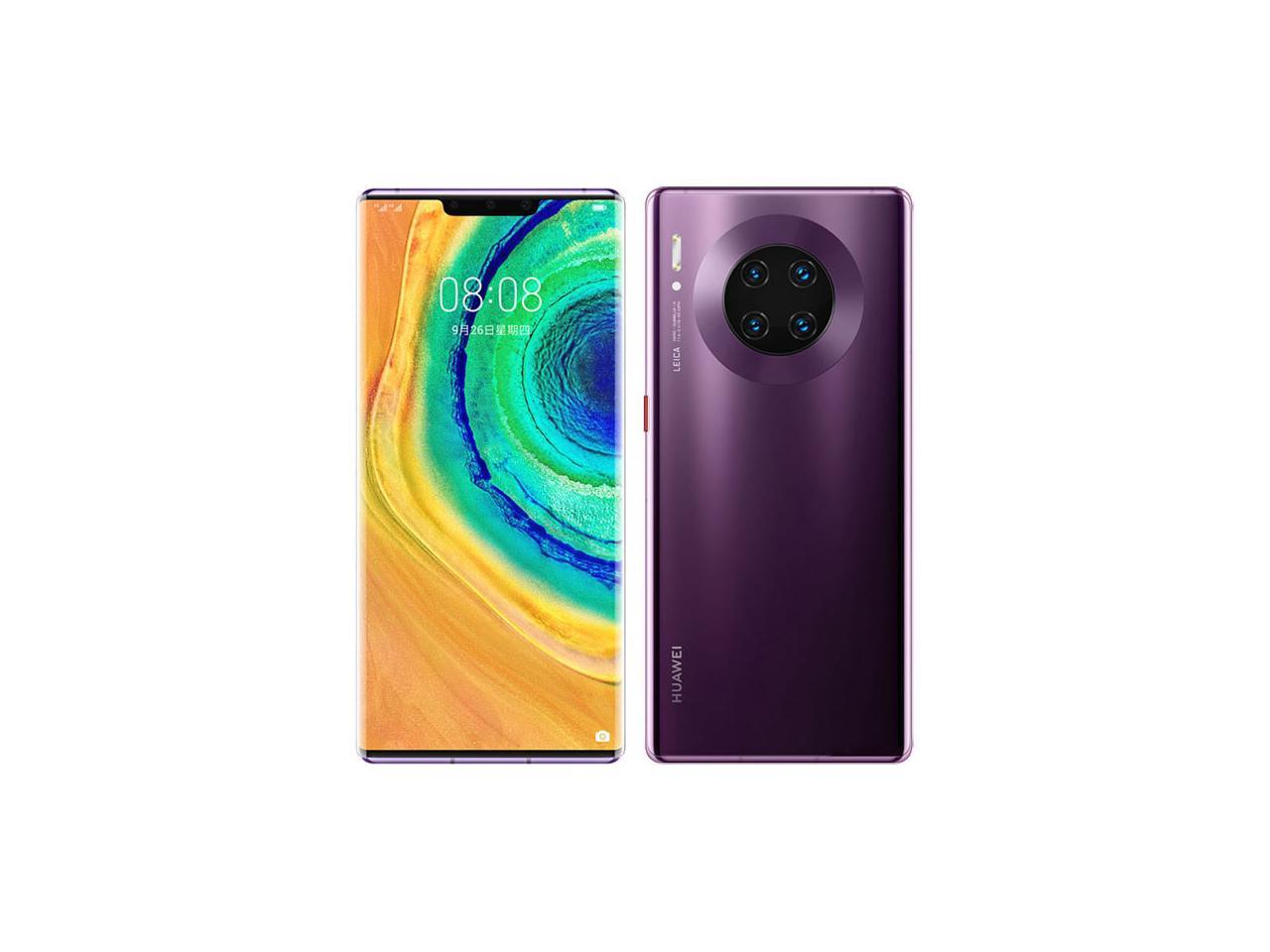 Huawei Mate 30 Pro 5G LTE Google Play Support 6.53\" Unlocked - Chinese Version, No Warranty (8GB 512GB RAM,Purple)