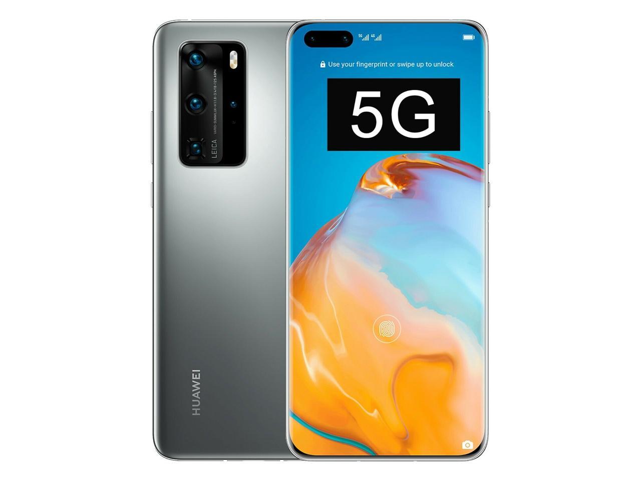 Huawei P40 Pro (5G) ELS-NX9 Dual/Hybrid-SIM 256GB (GSM Only | No CDMA) Factory Unlocked Smartphone - Silver Frost