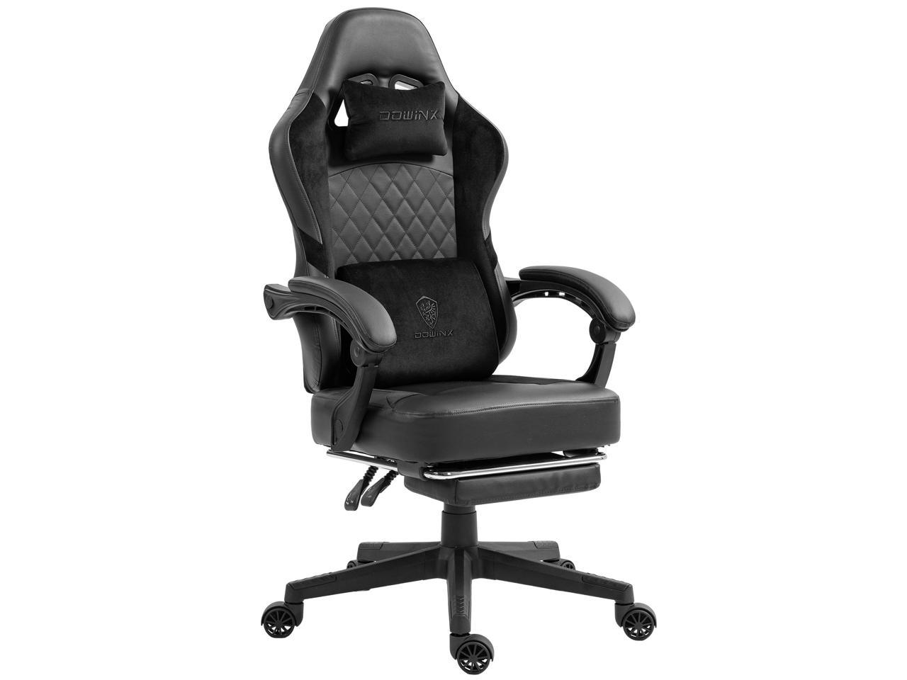 Dowinx Gaming Chair with Pocket Spring Cushion, Ergonomic Computer Chair with Footrest, High Back Game Chair with Massage Lumbar Support for Office Home, Black