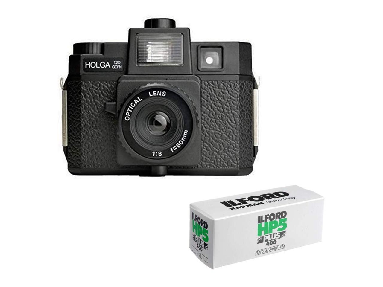 Holga 120GCFN Medium Format Film Camera with Ilford HP5 Plus Black and White Negative Film (120 Roll Film) Bundle