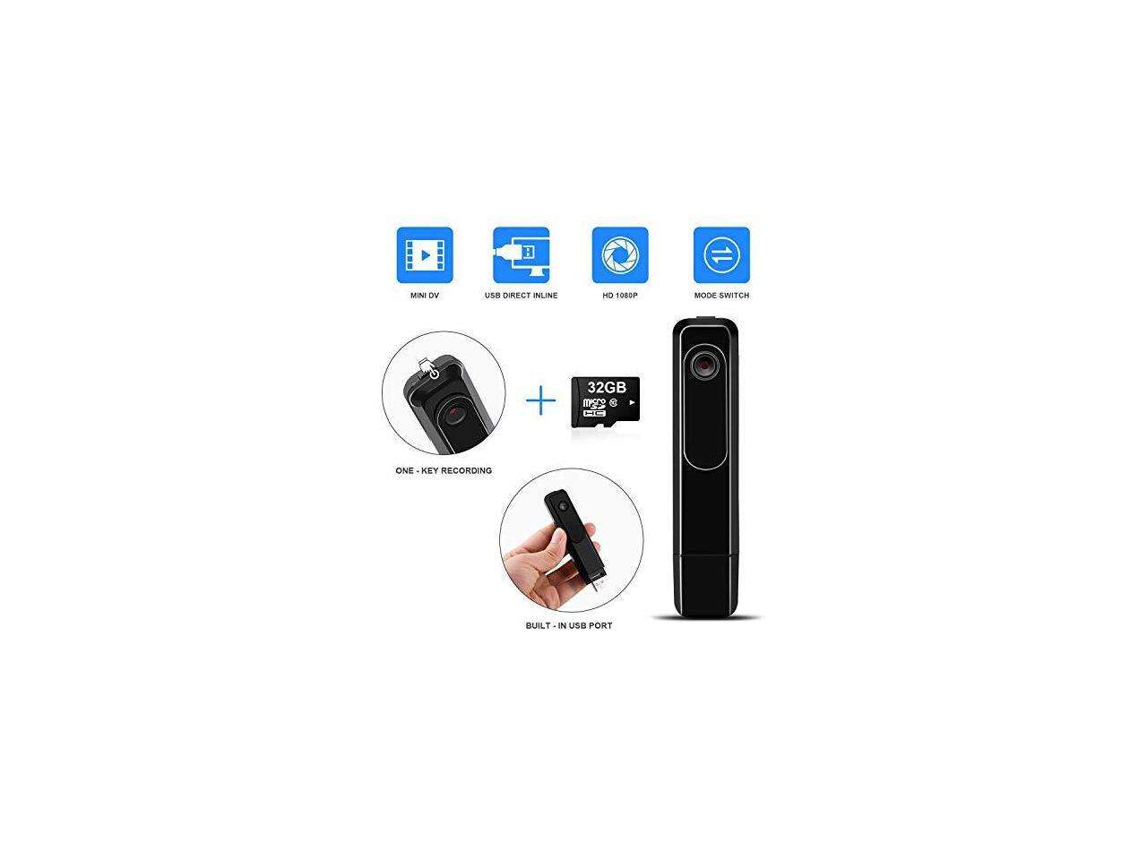 Mini Body Camera Body Spy Cam HD 1080P Wireless Portable Hidden Spy Pen Body Cameras Wearable Video Recorder with Clip and USB PlugEasy Press to Record for HomeOffice