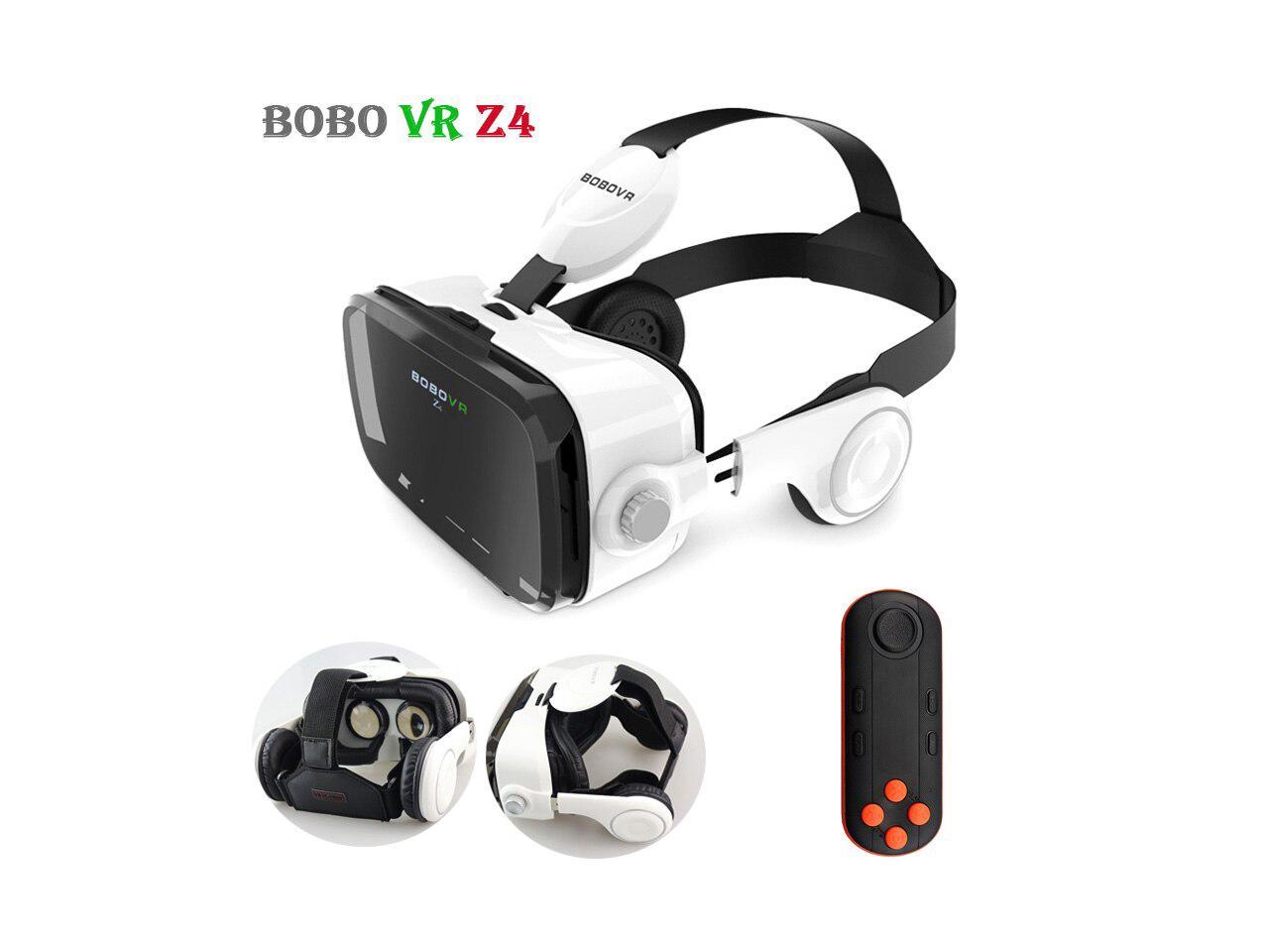 HISPETECH BOBOVR Z4 Original VR Headset Leather 3D Cardboard Helmet Virtual Reality VR Glasses Headset Stereo Box with Controller for Android Smartphone 4-6\'