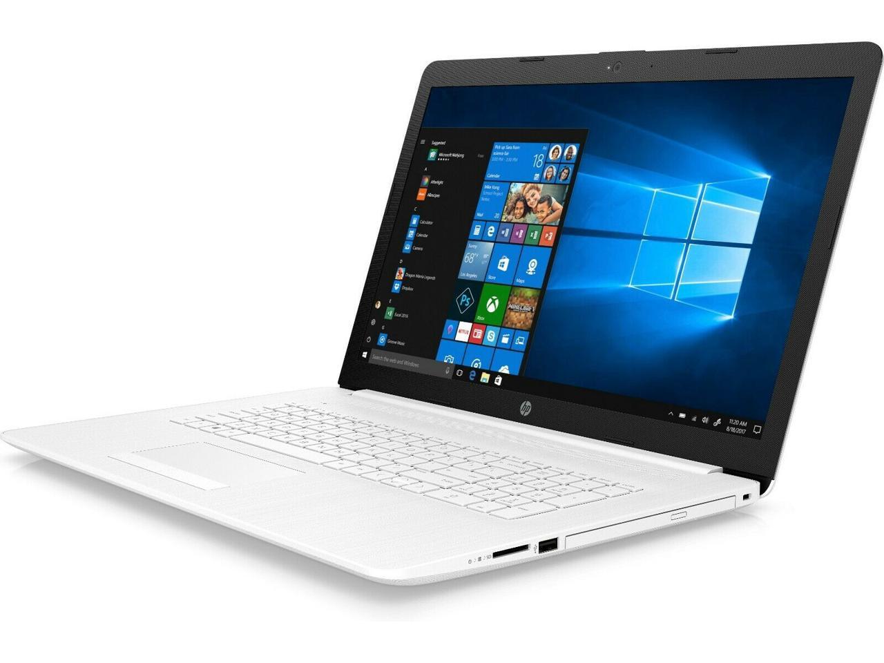 HP 17z Notebook 17 Laptop Computer, 17.3\" Diagonal HD+ Touchscreen AMD Quad-Core Ryzen 5 3500U 12GB RAM 256GB PCIe SSD + 1TB HDD, DVD-RW Webcam Windows 10 - Snow White