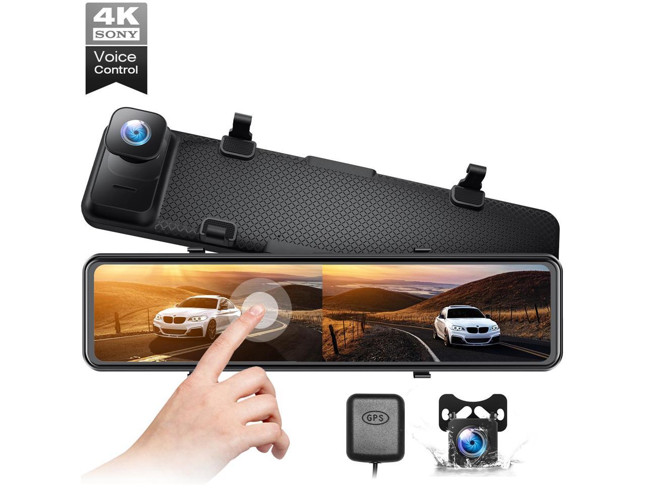 TOGUARD 4K Mirror Dash Cam GPS Full Touch Screen 12\" Voice Control Dash Camera Waterproof Reverse Rear View Camera Night Vision Parking Assistant Support Max 128G