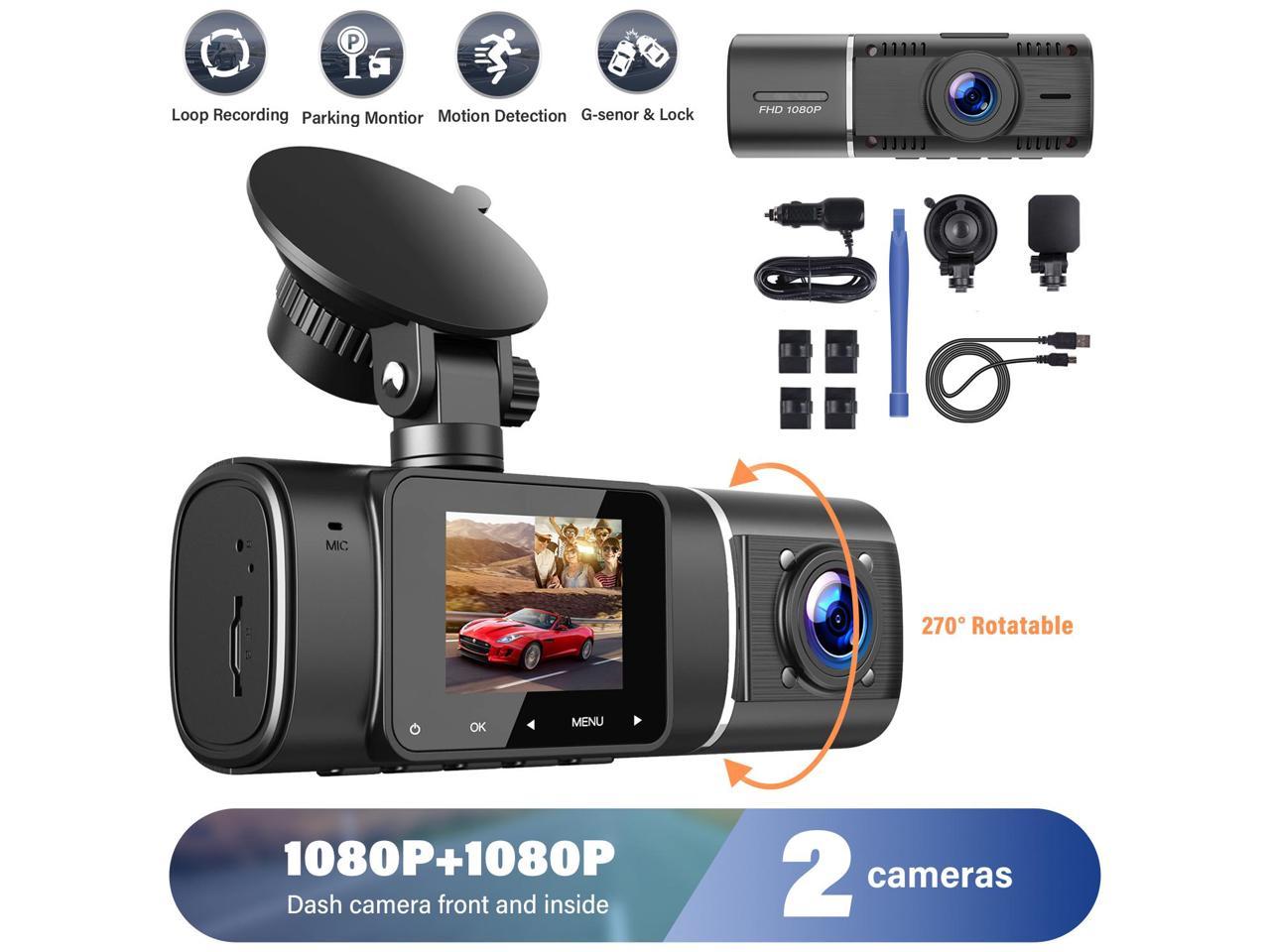 TOGUARD Dual FHD 1080P Dash Cam, front and inside Car Driving Recorder Car Camera, Car Dash Camera with IR Night WDR Vision, HDR Tech., Motion Detection, Parking Monitoring, Loop Recording, G-sensor