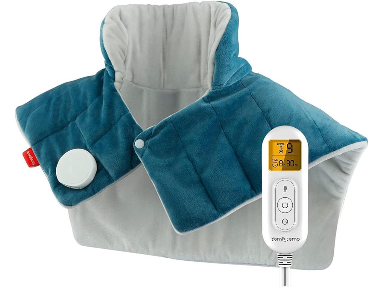 Weighted Heating Pad for Neck and Shoulders, Comfytemp 2.2lb Large Electric Heated Neck Shoulder Wrap for Pain Relief - FSA HSA Eligible, 9 Heat Settings, 11 Auto-Off, Stay on, Backlight - 19\"x22\"