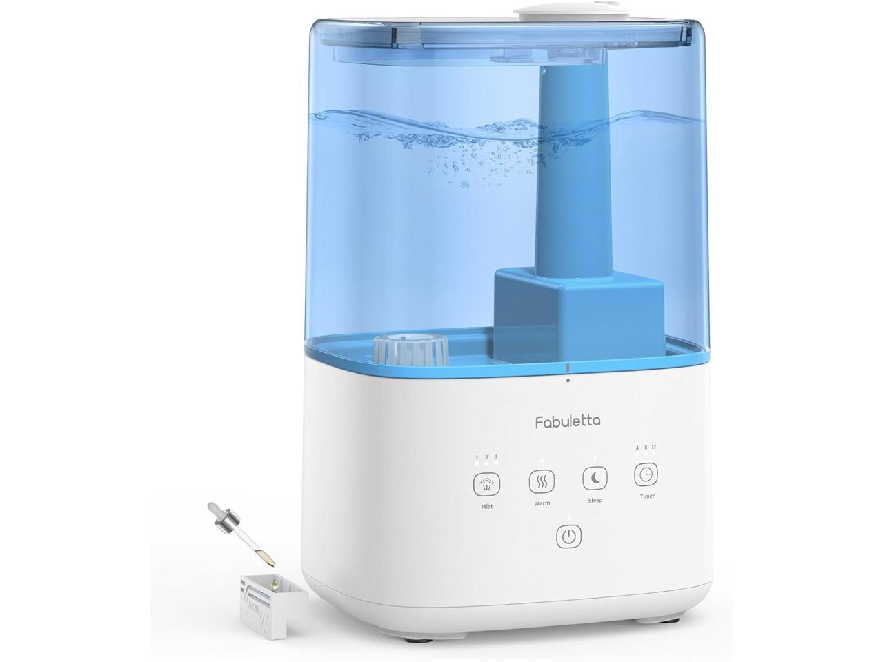 FABULETTA Humidifiers for Bedroom, Warm and Cool Mist Humidifier Large Room for home, 4.5L Top Fill Air Humidifier with Essential Oil Diffuser, 3 Mist Levels,Timer, 45H Work Time, Quiet Sleep Mode