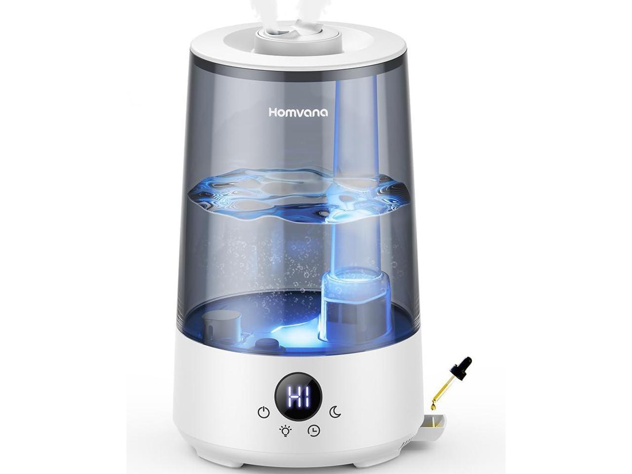 Homvana Humidifiers for Bedroom Home, 3.6L Cool Mist Top-Fill 34H Super Long Time, Quiet 23dB, Baby Humidifier, Oil Diffuser for Large Room, Plants, Nursery, Office BPA FREE, 7 Color Light Ultrasonic