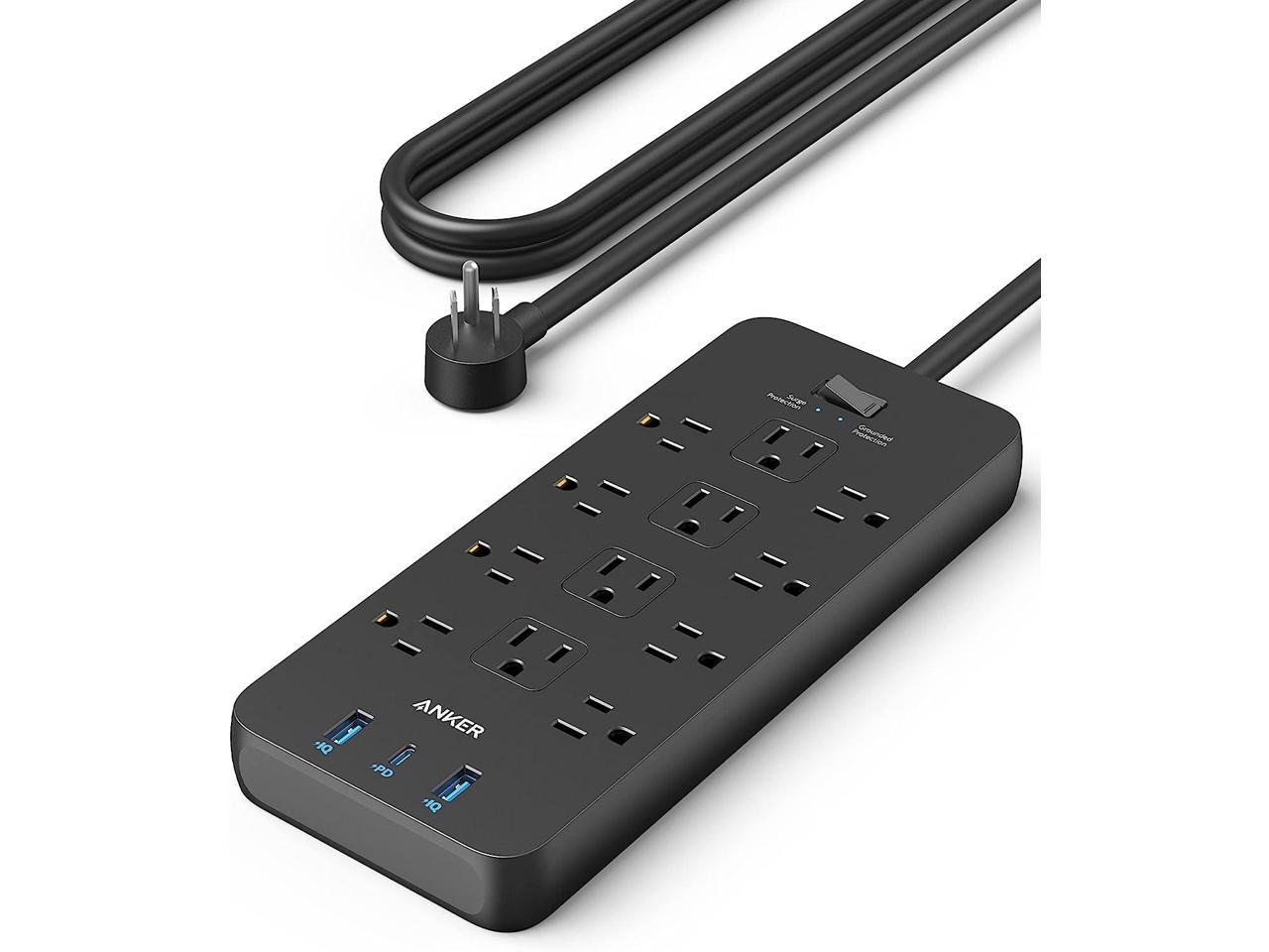 Anker Power Strip Surge Protector (2100J), 12 Outlets with 2 USB A and 1 USB C Port for Multiple Devices, 5ft Extension Cord, 20W Power Delivery Charging for Home, Office, Dorm Essential, TUV Listed