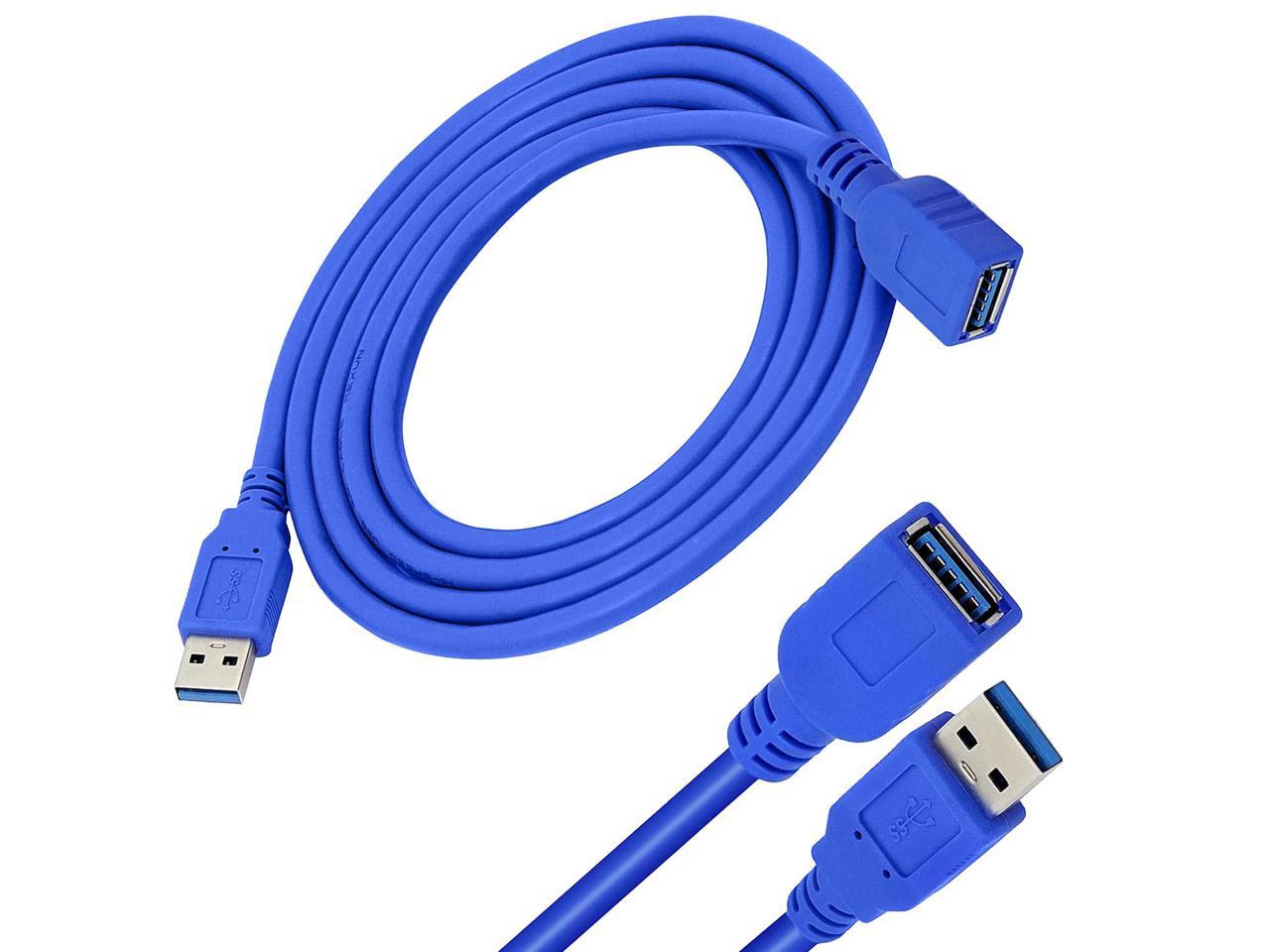 USB 3.0 Extension Cable 3-Pack (3m/10FT),USB 3.0 High Speed Extender Cord Type A Male to A Female Extension Cable for Laptops/PC/Keyboard/Card Reader/Printer - Blue 10 ft.