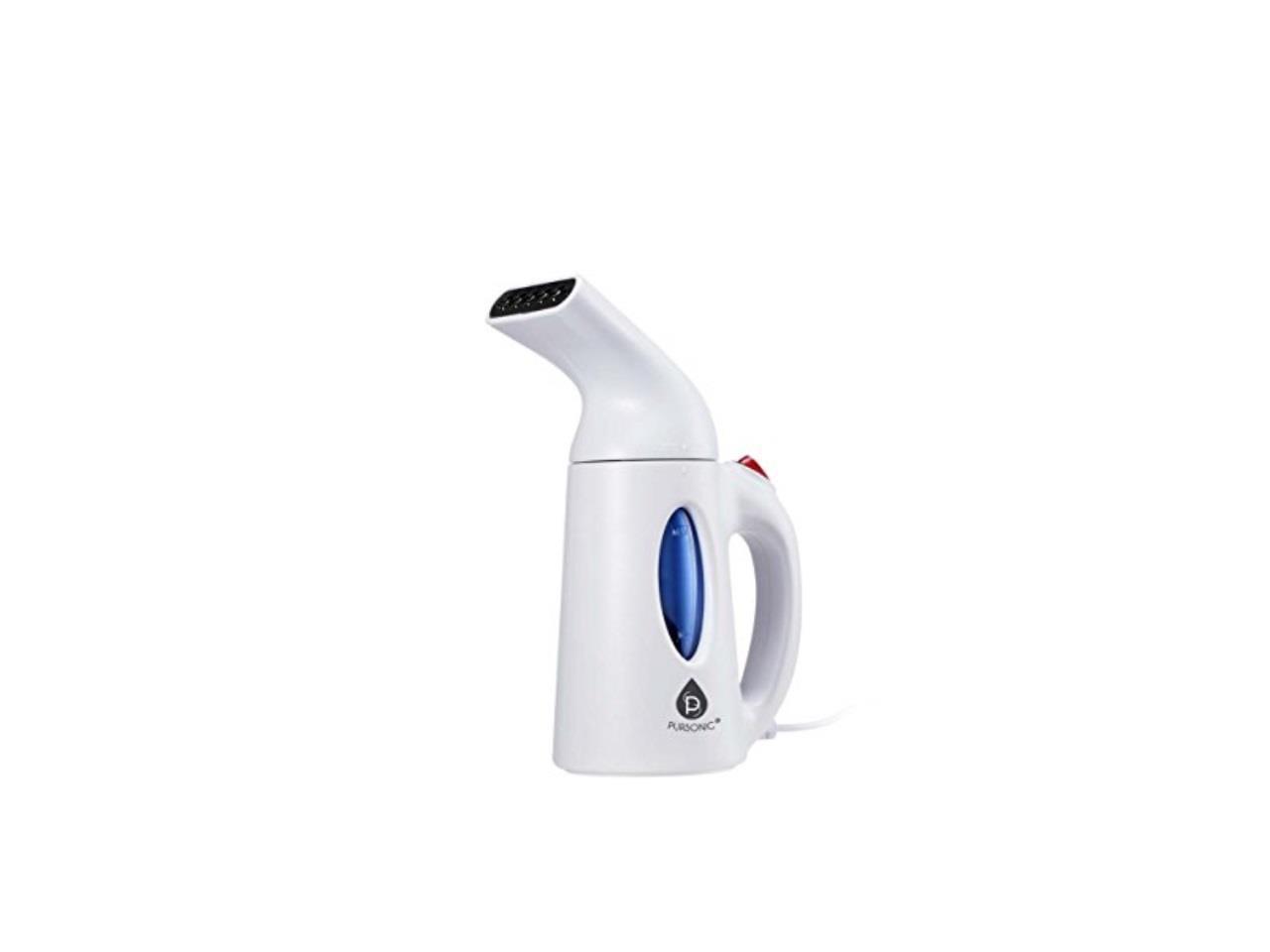 pursonic cs180 portable 130ml handheld fabric fast heatup powerful garment clothes steamer with high capacity for home and travel, white